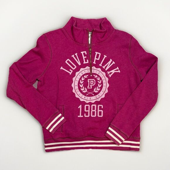 Victoria's Secret Tops - Victoria's Secret Pink Womens Pink 1986 Pullover Sweatshirt Large KangarooPocket
